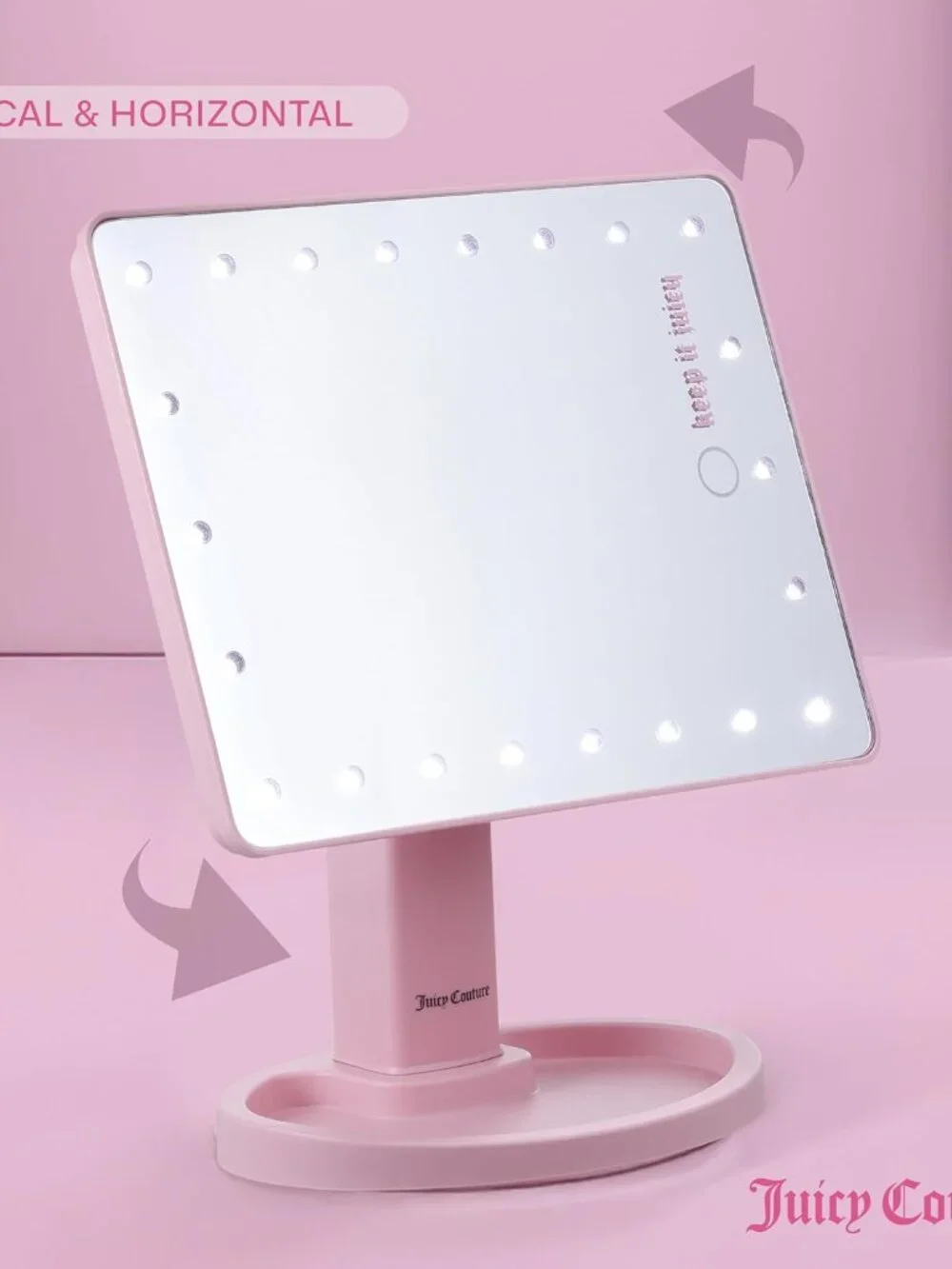 Juicy Couture Pink Tri-Fold LED Light Up Vanity Mirror NIB Sealed